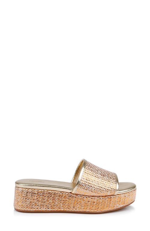 L Agence L'agence Inaya Platform Sandal In Gold Rafia