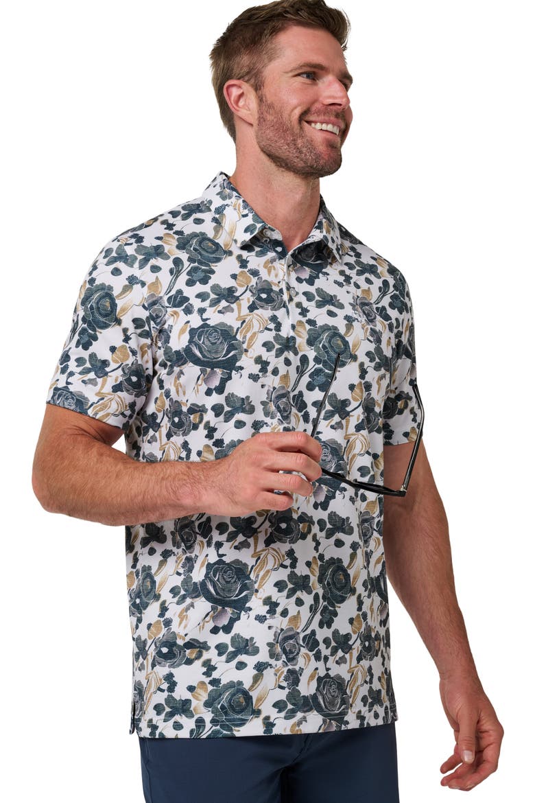 Featherweight Villa Floral Polo, Alternate, color, WHITE