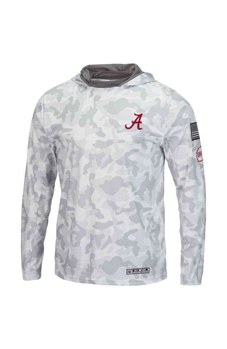 COLOSSEUM Men's Colosseum Arctic Camo Alabama Crimson Tide OHT Military Appreciation Long Sleeve Hoodie Top, Alternate, color, Arctic Camo