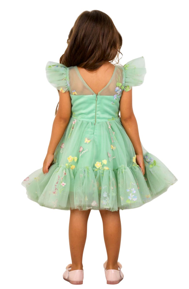 Mia Belle Girls Girls Emerald Fairy Garden Embroidered Floral Tutu Dress, Alternate, color, Green