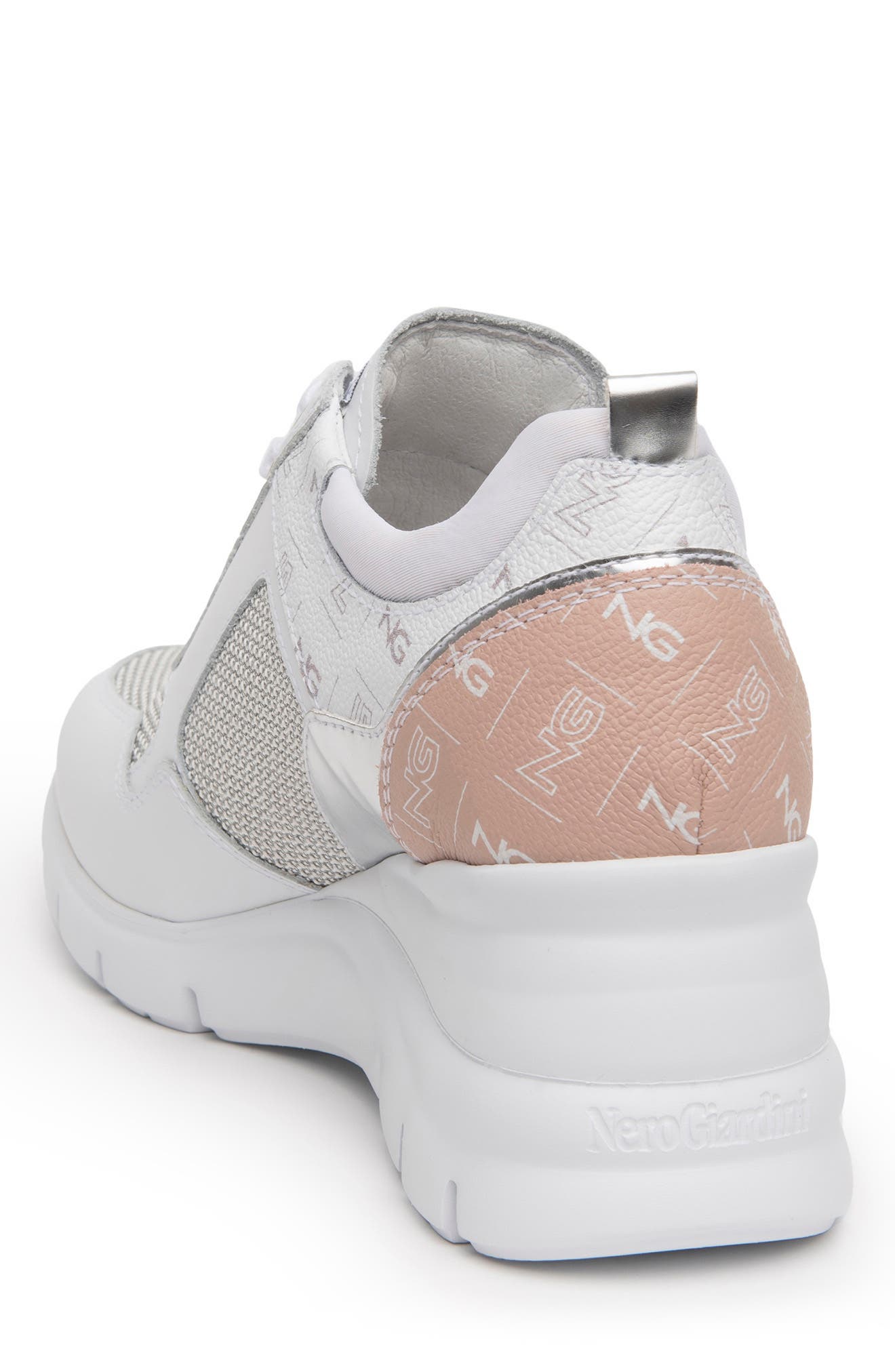 NeroGiardini Mixed Media Wedge Sneaker, Alternate, color, 
