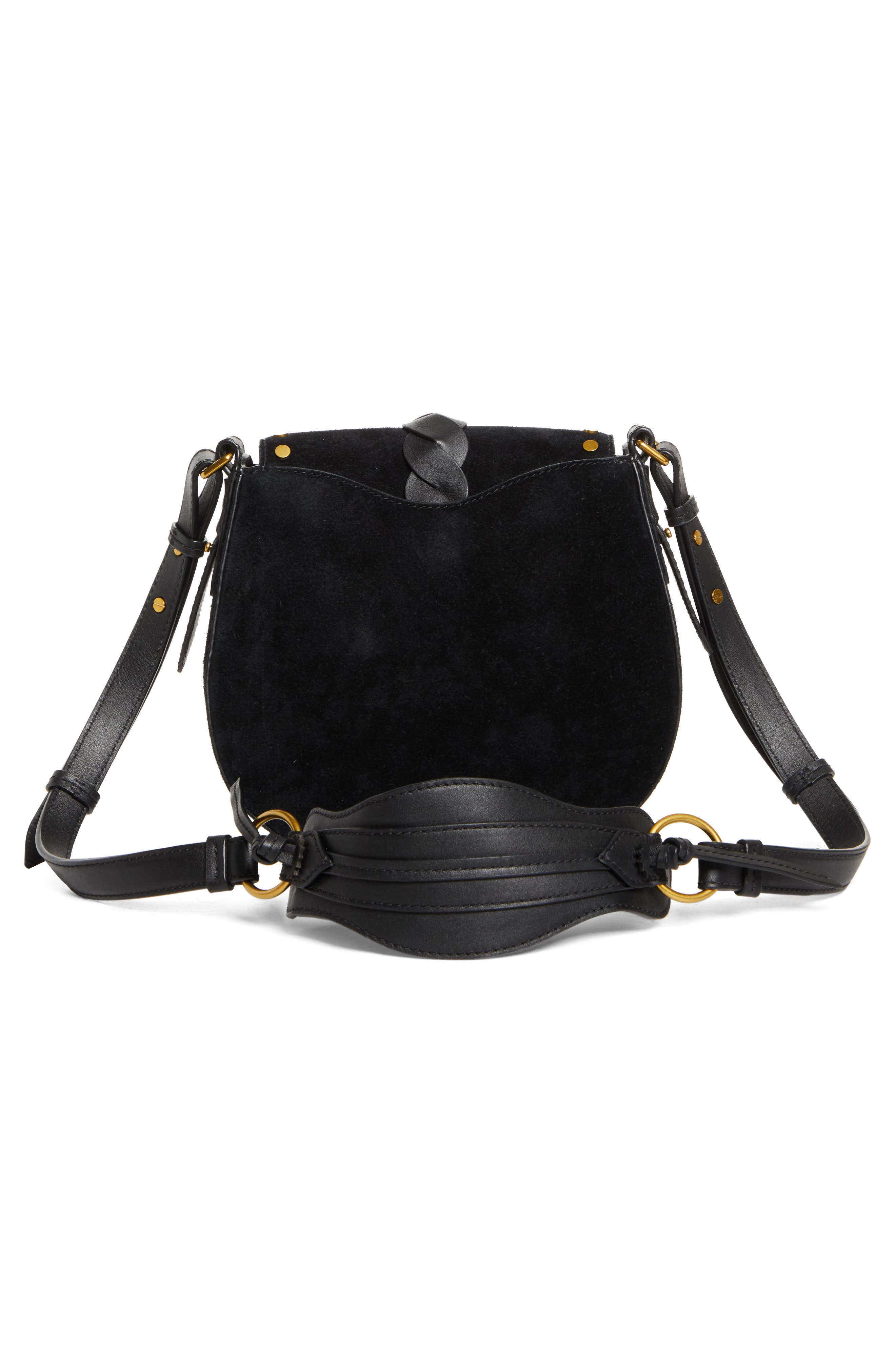 Small Altay Suede Shoulder Bag, Alternate, color, BLACK
