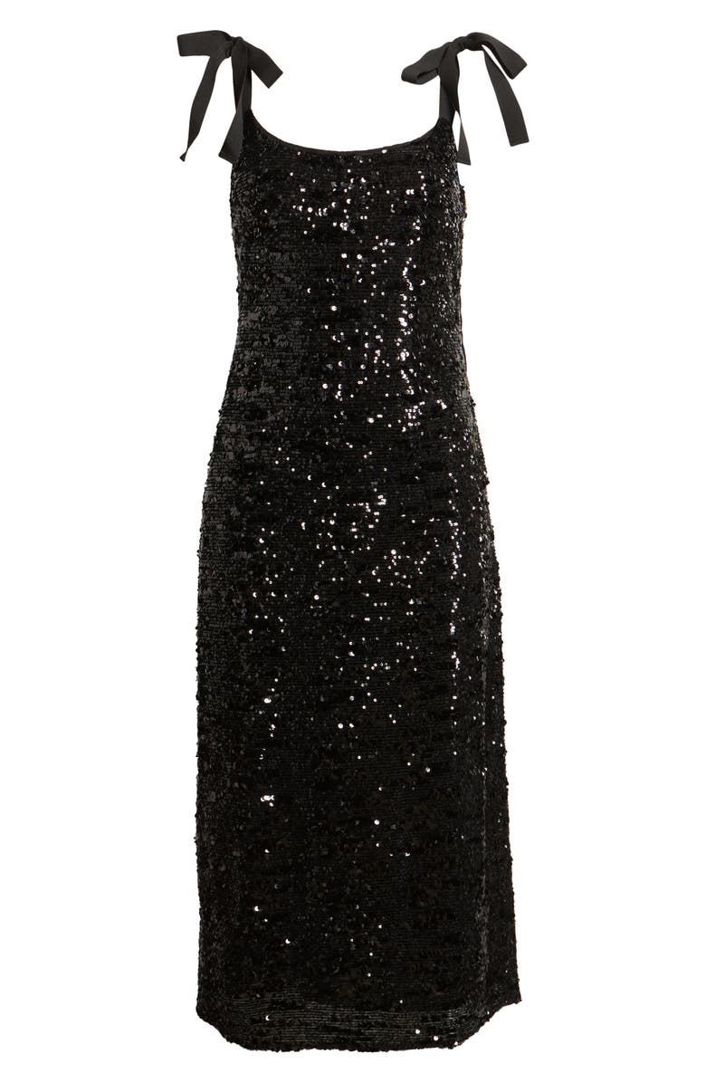 Chelsea28 Sequin Tie Shoulder Midi Dress, Alternate, color, Black Gunmetal Sequins