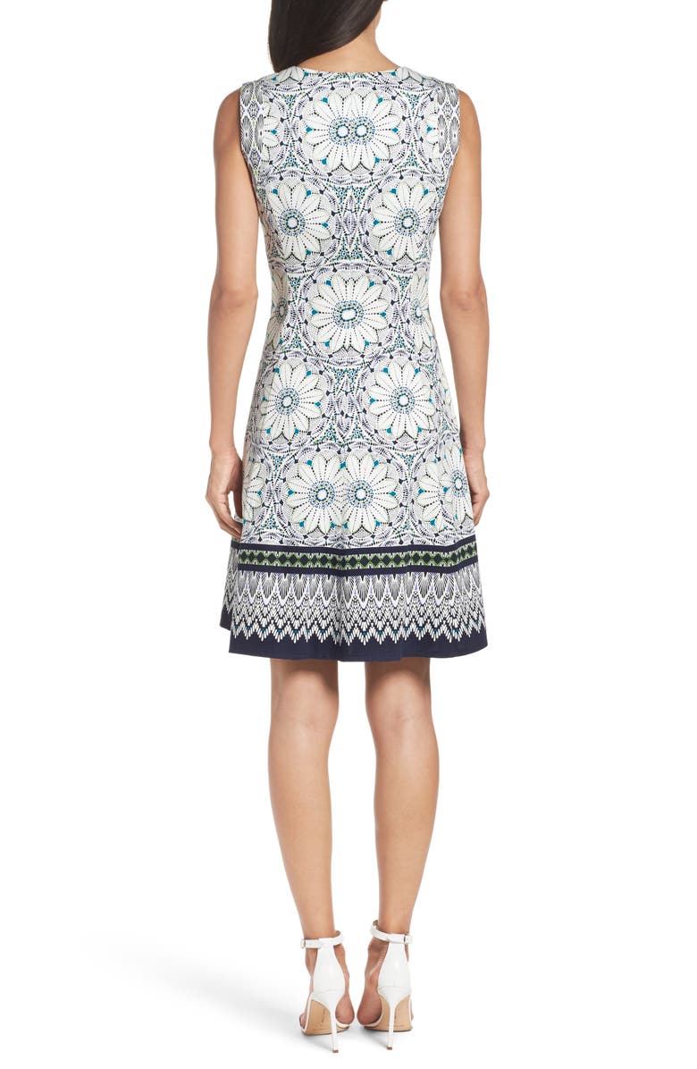 Maggy London Fit & Flare Dress, Alternate, color, Soft White/ Lime