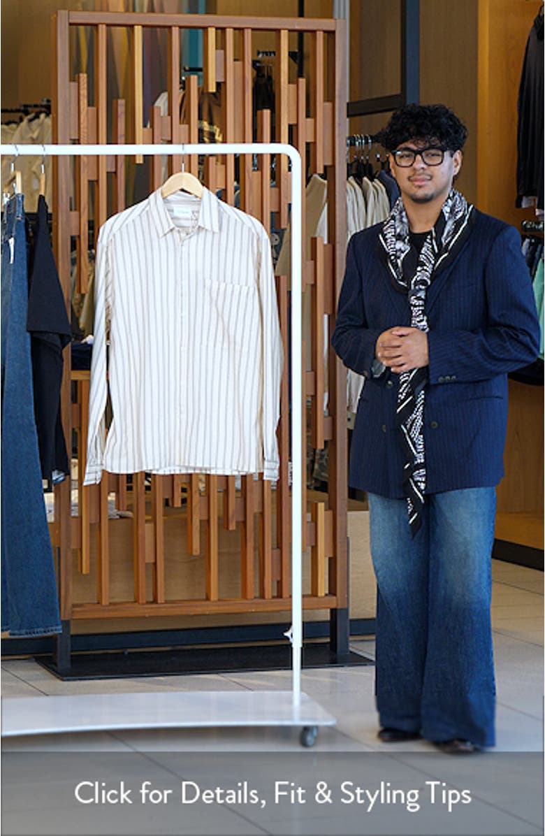 Relaxed Fit Stripe Cotton & Linen Button-Up Shirt, sales video thumbnail