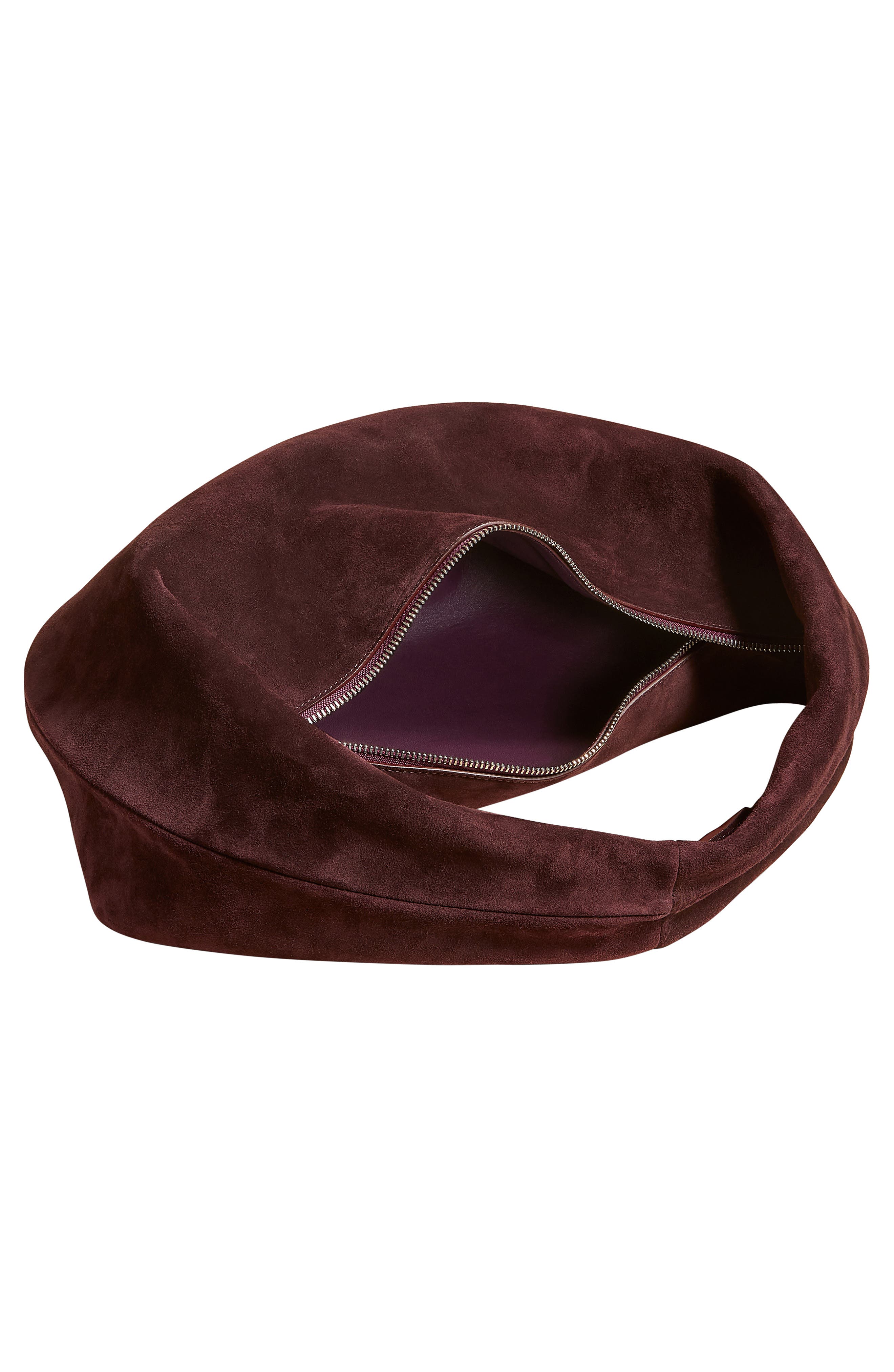 Medium Olivia Suede Hobo Bag, Alternate, color, ROUGE NOIR 585