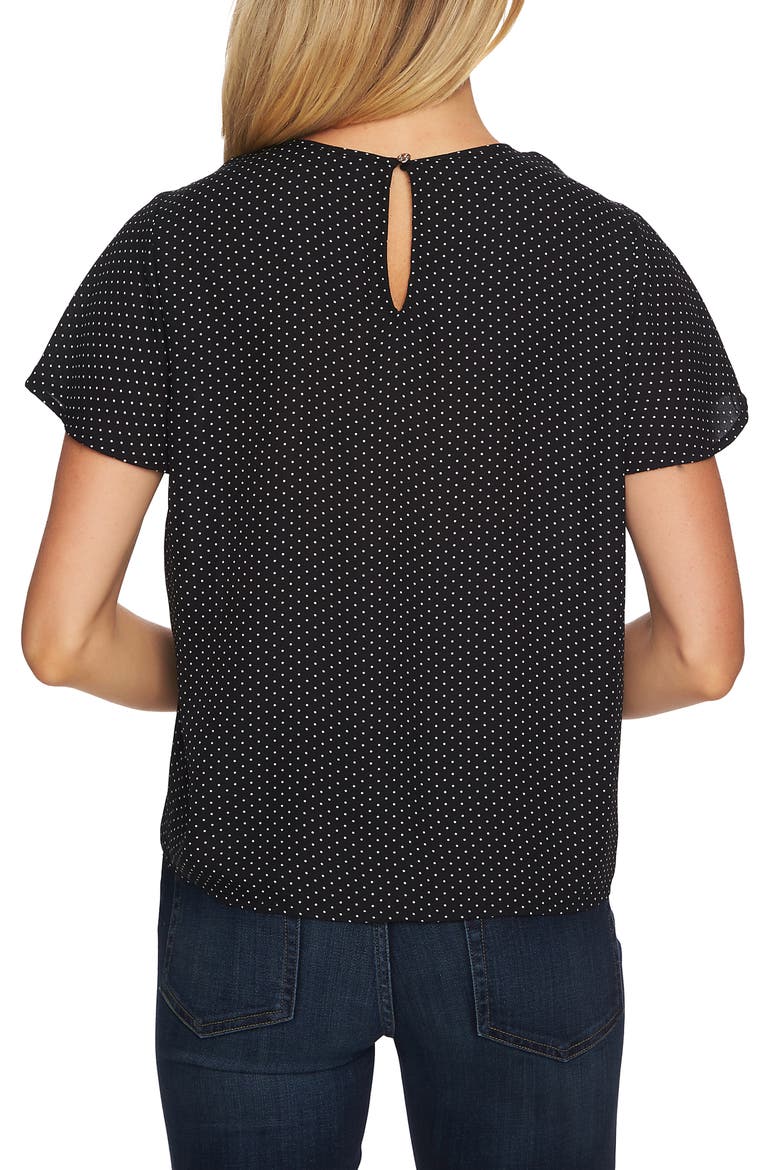 Refined Pin Dot Pintuck Short Sleeve Blouse, Alternate, color, RICH BLACK