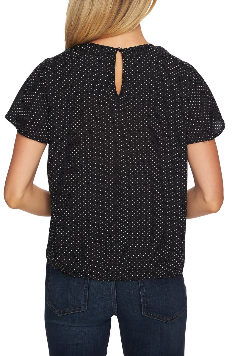 CeCe Refined Pin Dot Pintuck Short Sleeve Blouse, Alternate, color,