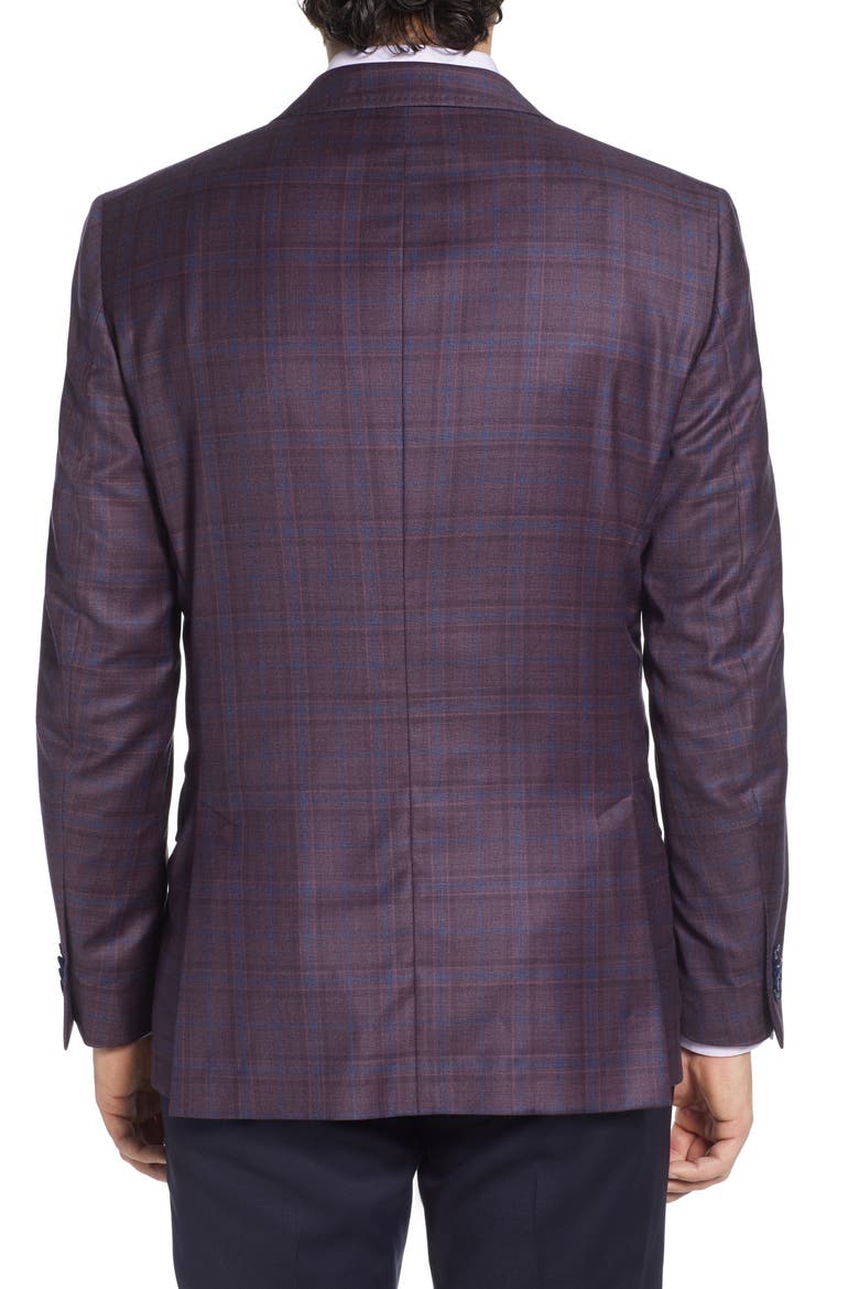 Classic Fit Plaid Wool Sport Coat, Alternate, color, MAROON