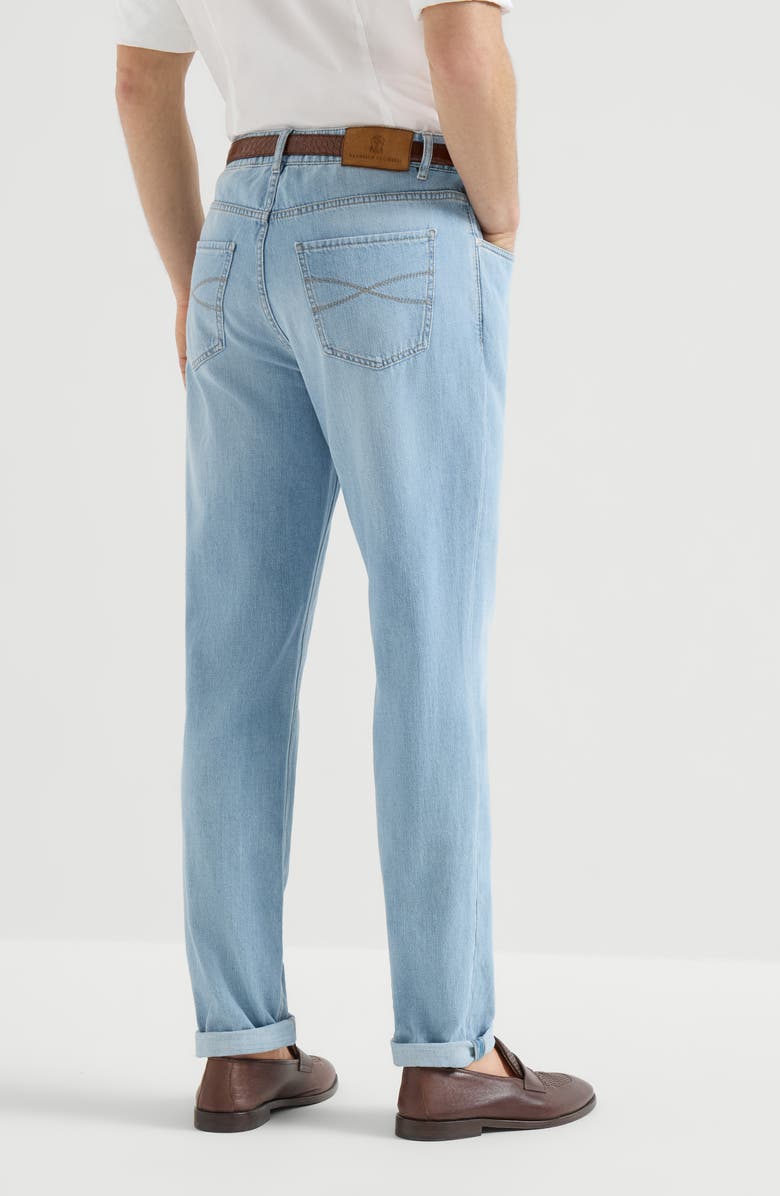 Brunello Cucinelli Traditional fit five-pocket trousers, Alternate, color, Light Blue Denim