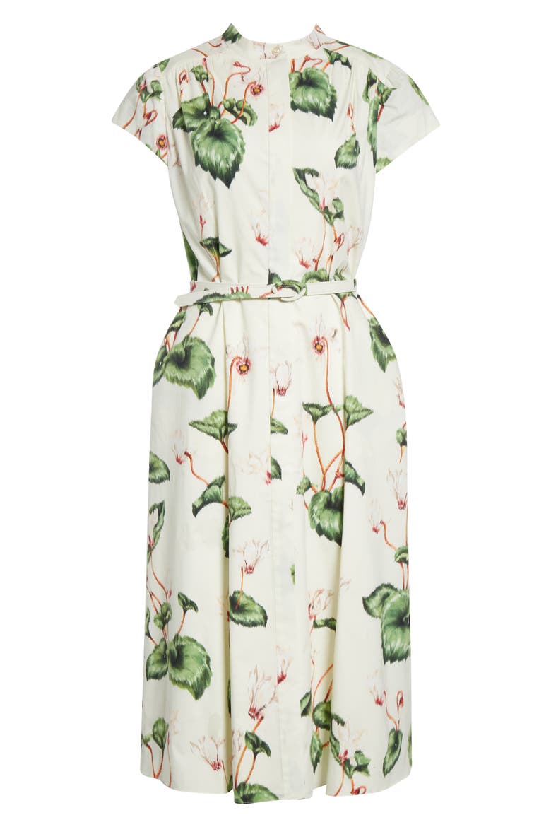 Chiné Cyclamen Cap Sleeve Poplin Dress, Alternate, color, WHITE/ IVORY