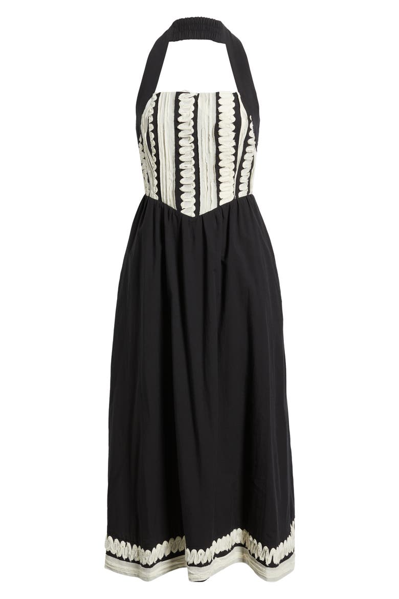 Fernanda Halter Cotton Midi Dress, Alternate, color, BLACK/ CREAM
