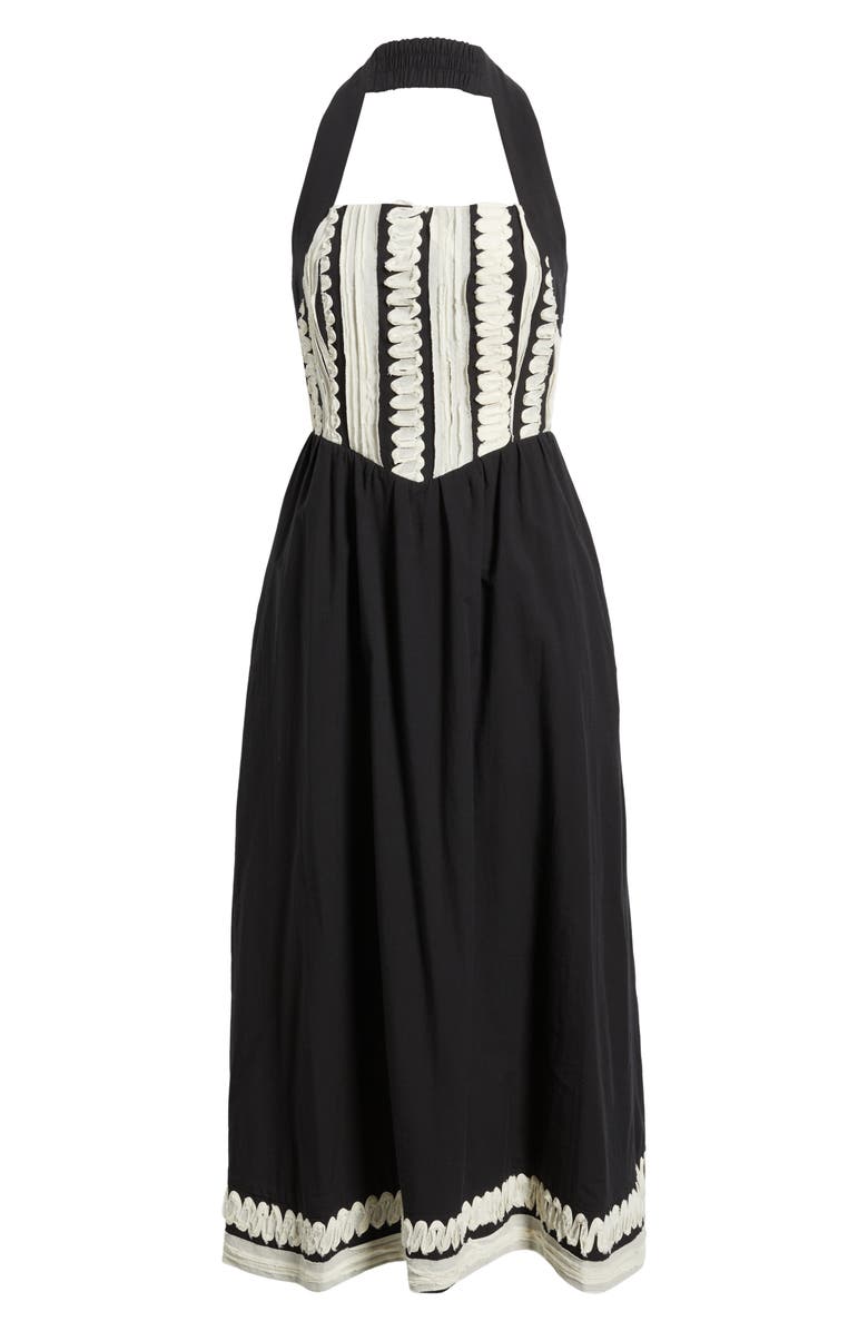 Adelyn Rae Fernanda Halter Cotton Midi Dress, Alternate, color, Black/ Cream