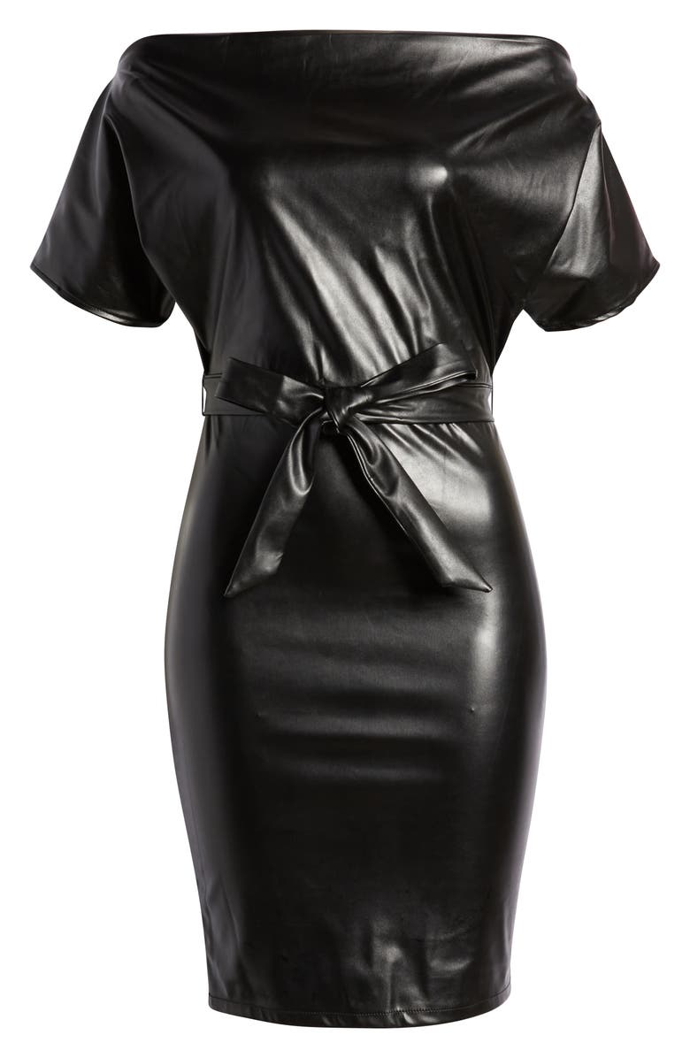 bebe Dolman Sleeve Faux Leather Dress, Alternate, color,