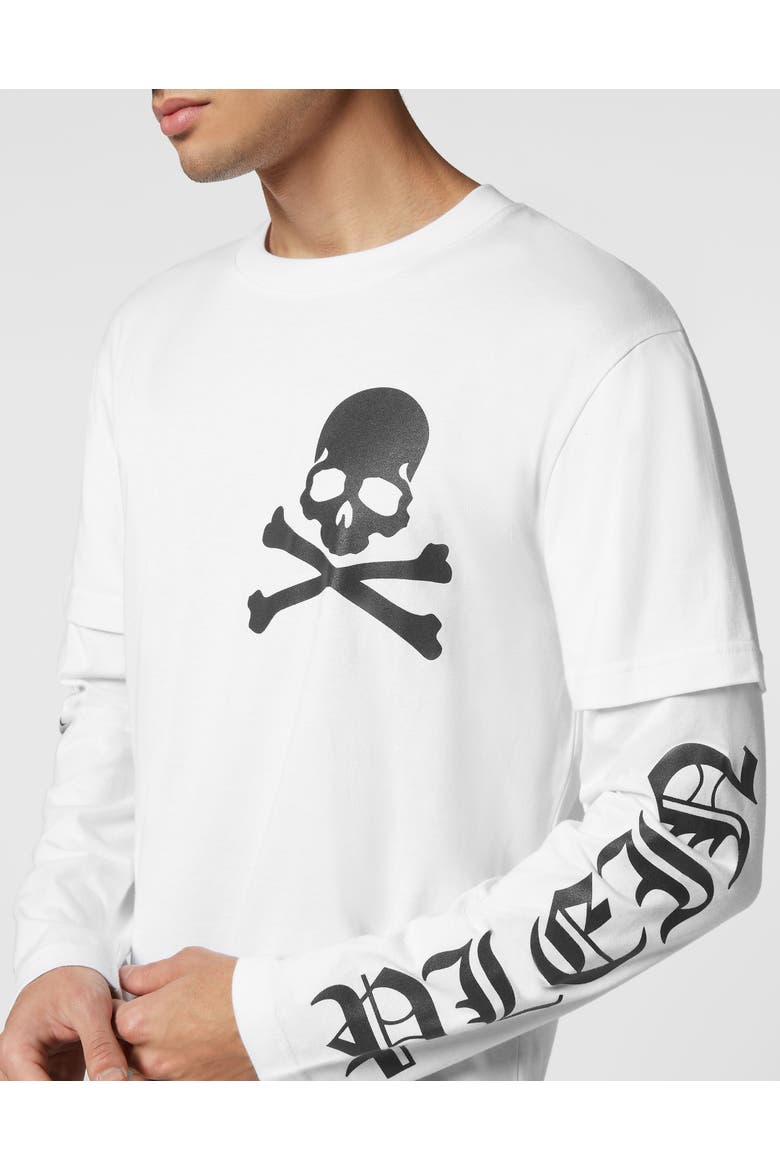 T-Shirt Round Neck Gothic Plein Men, Alternate, color, white