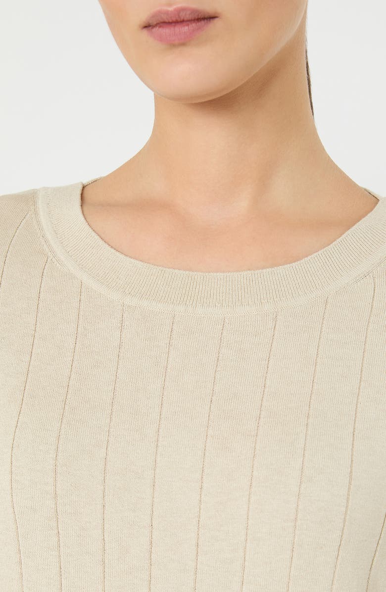 MM by Max Mara Attuale Rib Silk & Cotton Sweater, Alternate, color, Ivory