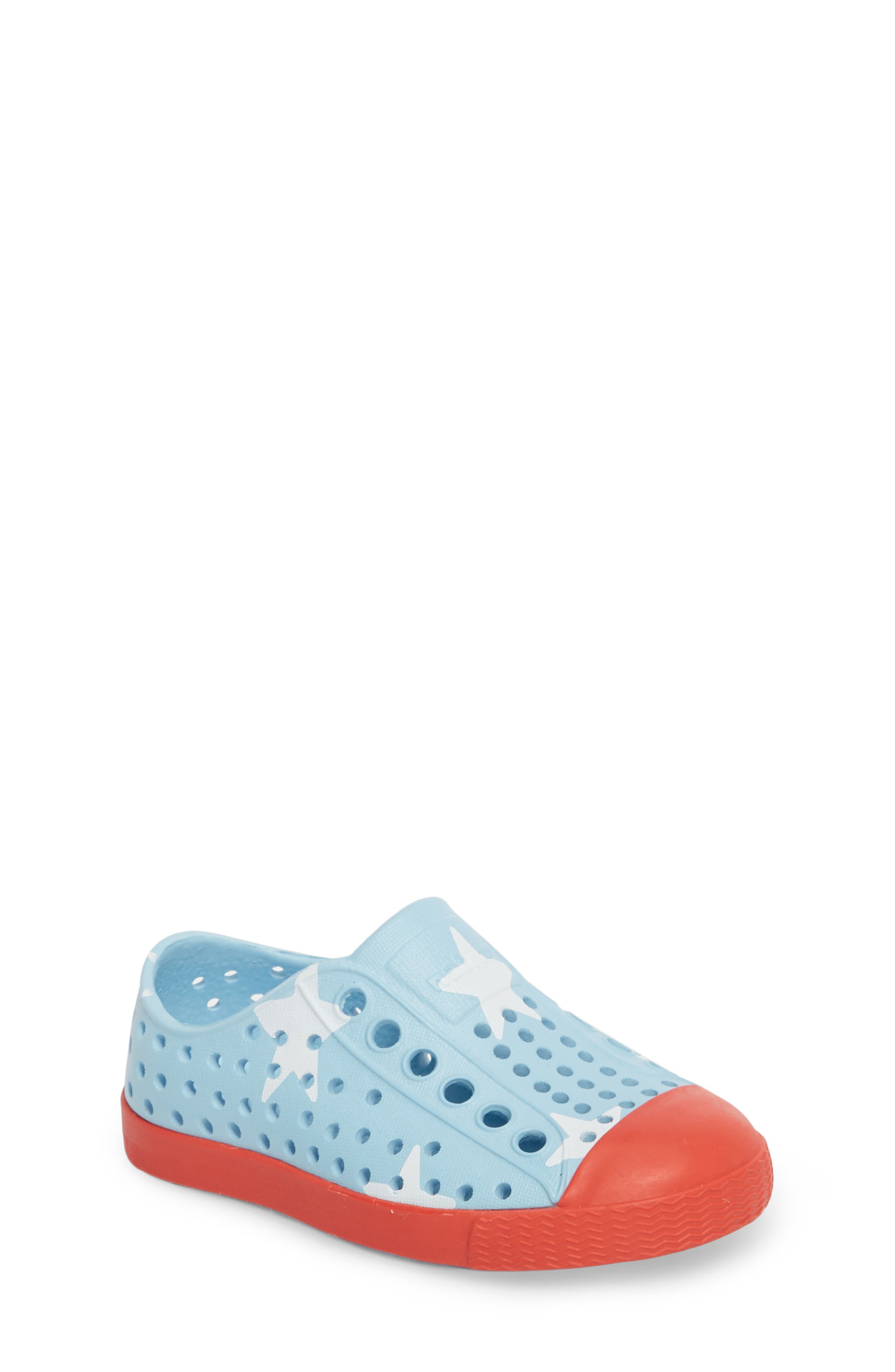 Jefferson Quartz Slip-On Vegan Sneaker, Main, color, SKY BLUE/ TORCH RED/ BIG STAR
