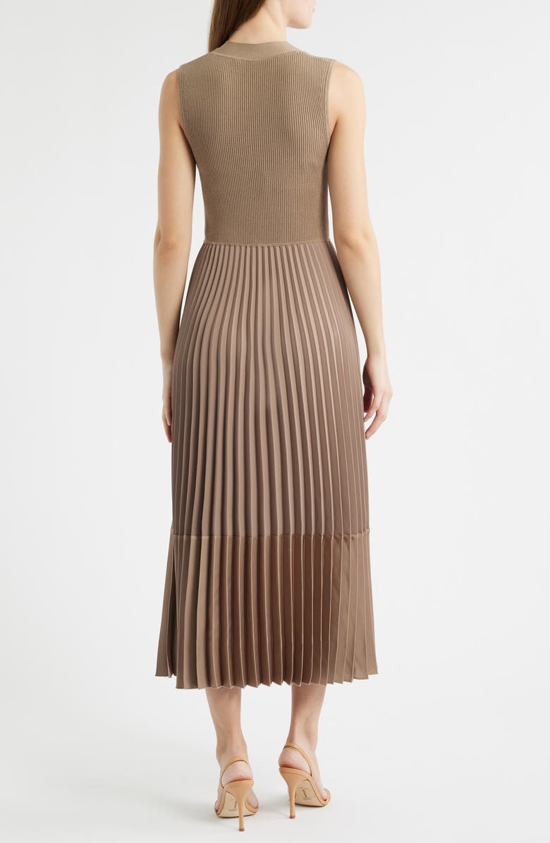 BOSS Fararan Pleated Mixed Media Maxi Dress, Alternate, color, Basalt