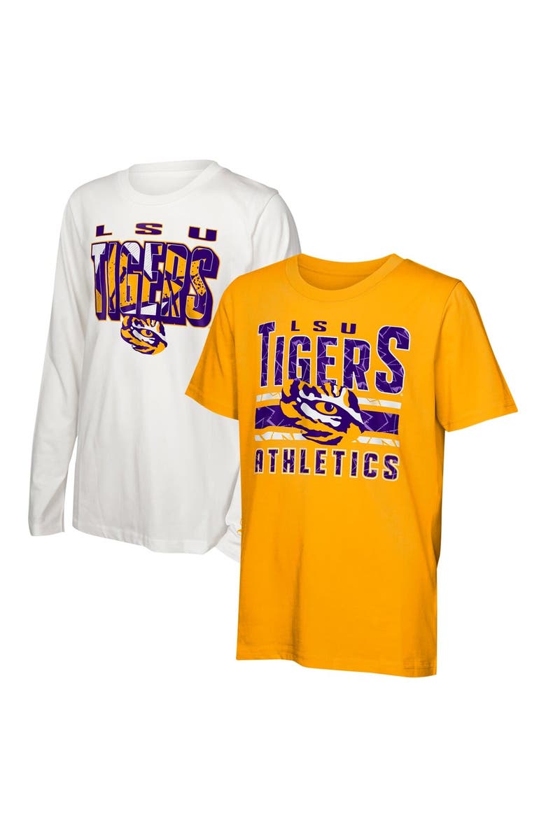 Outerstuff Youth LSU Tigers In the Mix T-Shirt Combo Set, Main, color, 