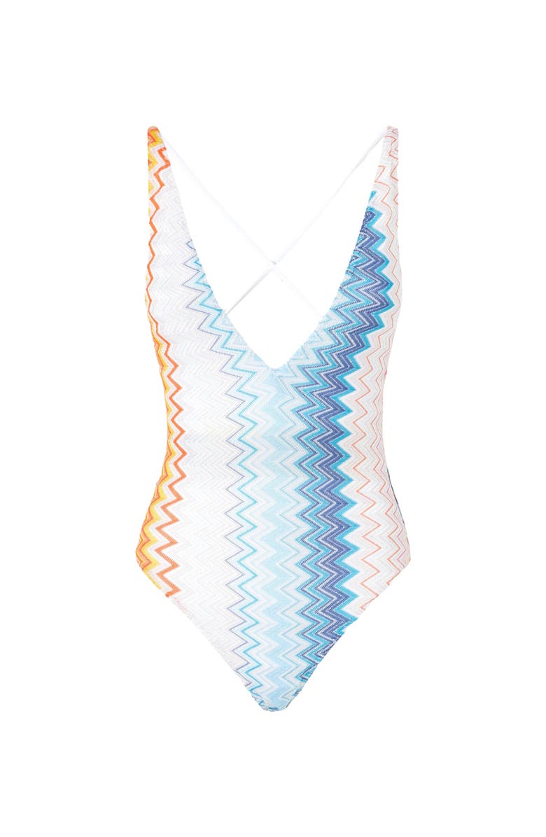 Missoni V-neck Viscose Blend Zigzag Lamé One-piece Swimsuit, Alternate, color, Multicoloured