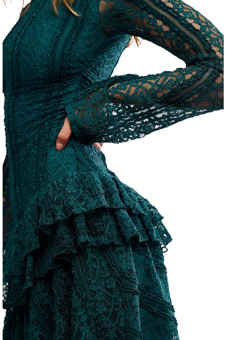 Tabby Lace Long Sleeve Minidress, Alternate, color, SEAMOSS