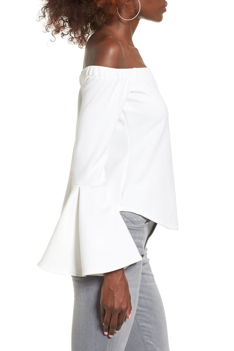 Bell Sleeve Off the Shoulder Top, Alternate, color, IVORY