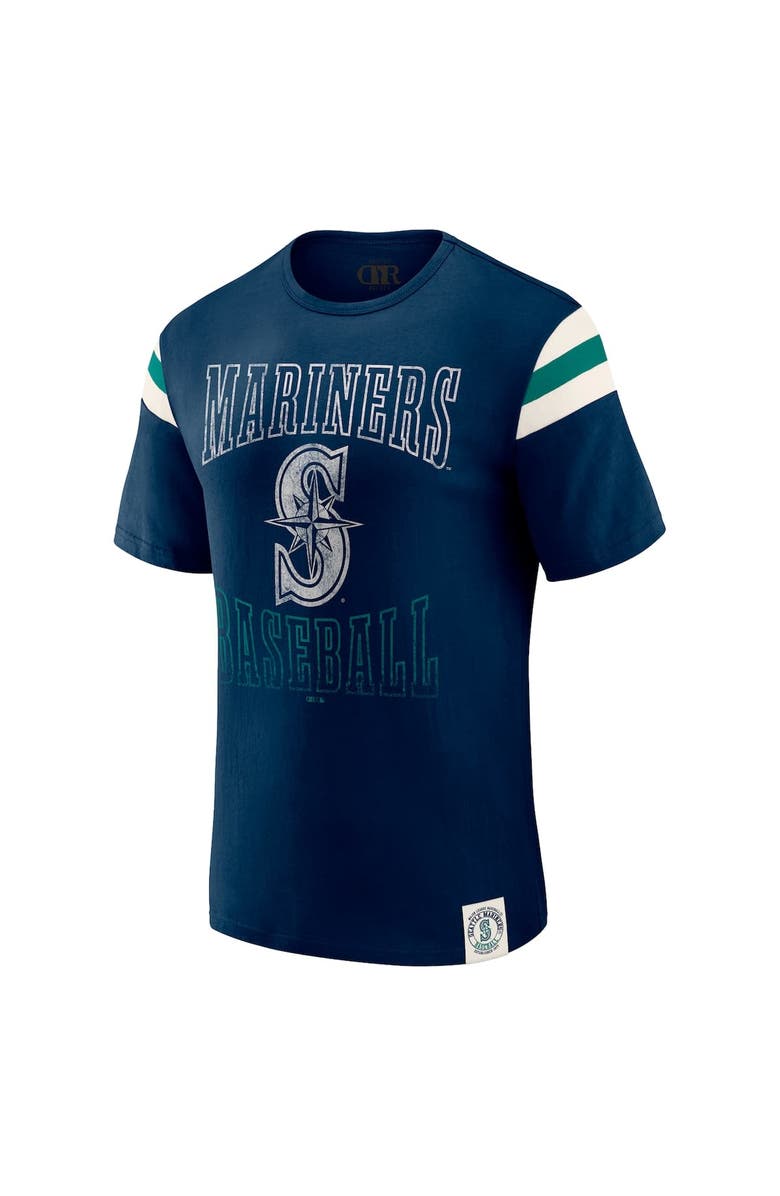 Darius Rucker Collection by Fanatics Men's Darius Rucker Collection by Fanatics Navy Seattle Mariners Distressed Sleeve Stripe T-Shirt, Alternate, color, Navy