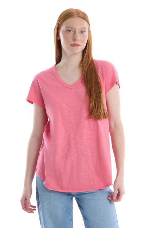 Short Sleeve Shrunken V-Neck Shirttail Top