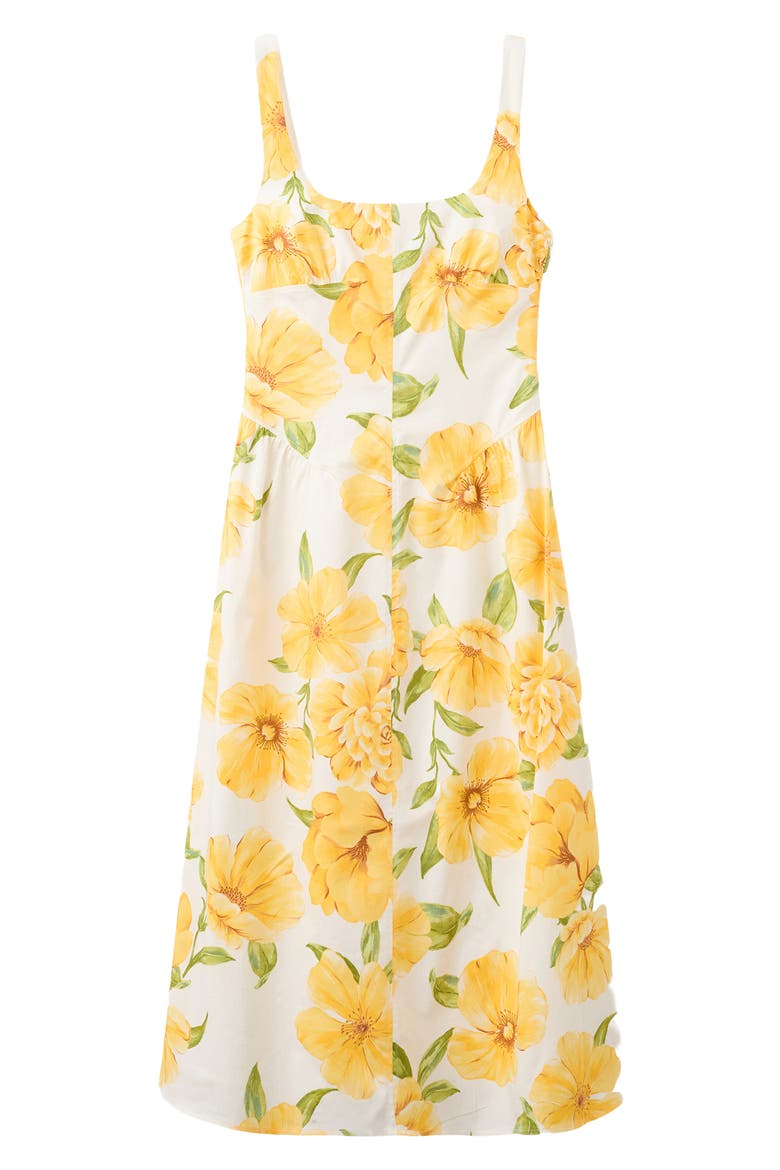 Island Floral Drop Waist Midi Dress, Alternate, color, YELLOW