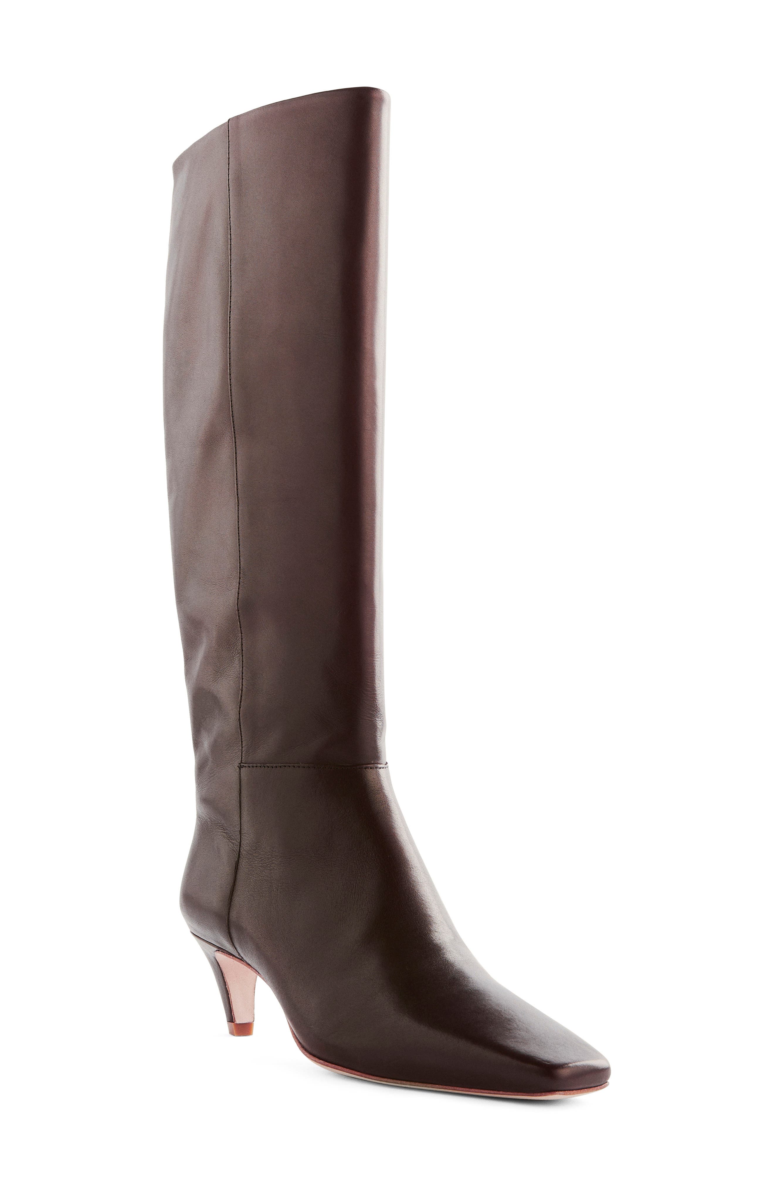 Remy Knee High Kitten Heel Boot, Main, color, CHESTNUT LEATHER