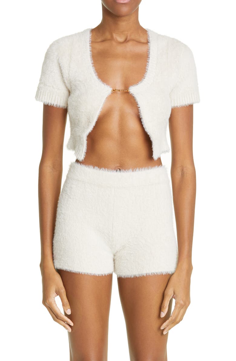 Jacquemus La Maille Neve Fluffy Crop Cardigan, Main, color, 
