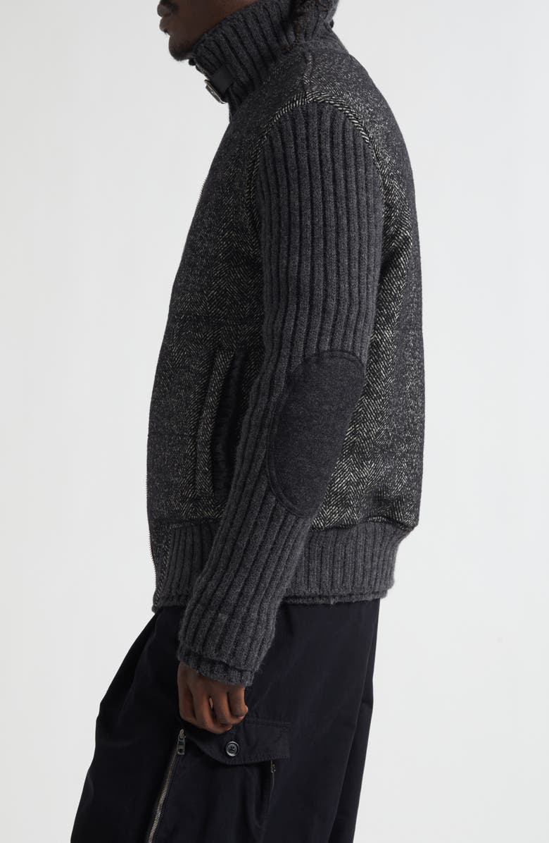 Dolce&Gabbana Herringbone Mixed Media Jacket, Alternate, color, N0352 Grigio Fumo