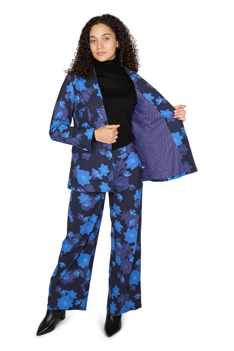 Julia Stretch Wool Tailored Blazer, Alternate, color, Softbloom Navy