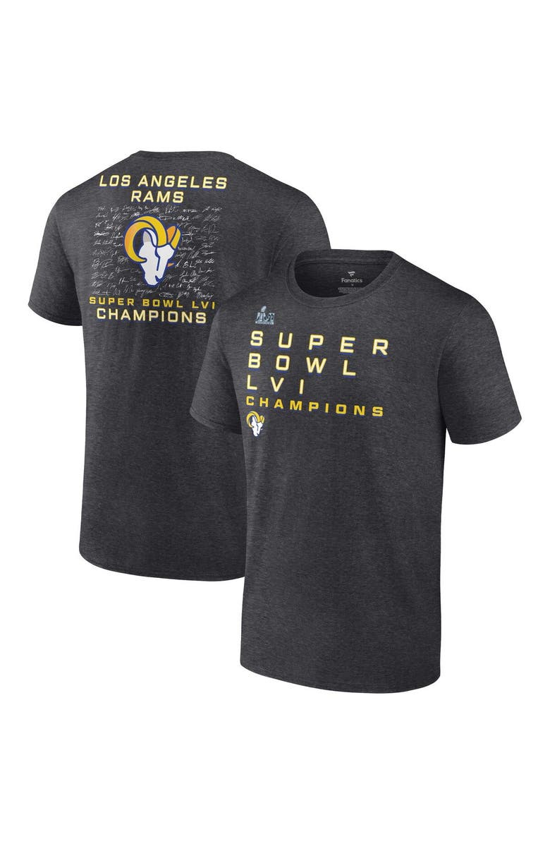 FANATICS Men's Fanatics Branded Charcoal Los Angeles Rams Super Bowl LVI Champions Big & Tall Signature Route T-Shirt, Main, color, 