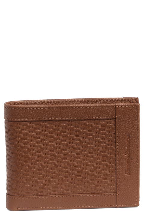 Basket Weave Leather Bifold Wallet