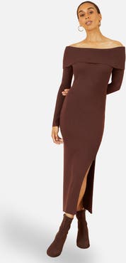 Yumi Bardot Knitted Fitted Midi Dress
