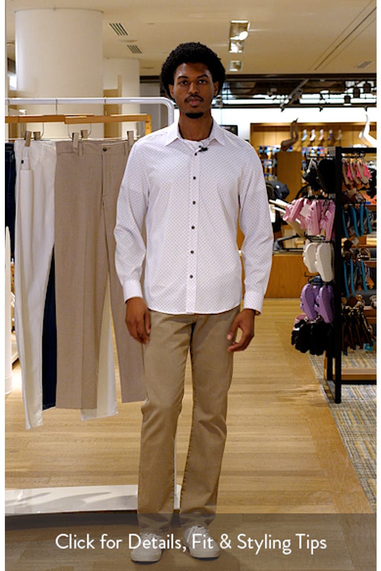 Trim Fit Abstract Square Print Performance Button-Up Shirt video