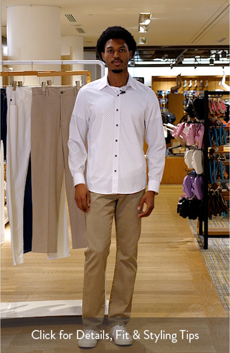 Abstract Square Print Performance Button-Up Shirt, sales video thumbnail