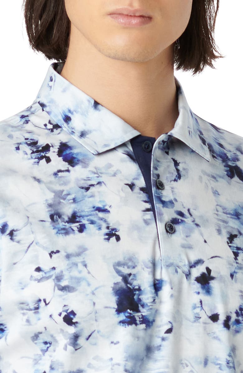 Bugatchi Hendrix Digital Watercolor Print Pima Cotton Polo, Alternate, color, Classic Blue