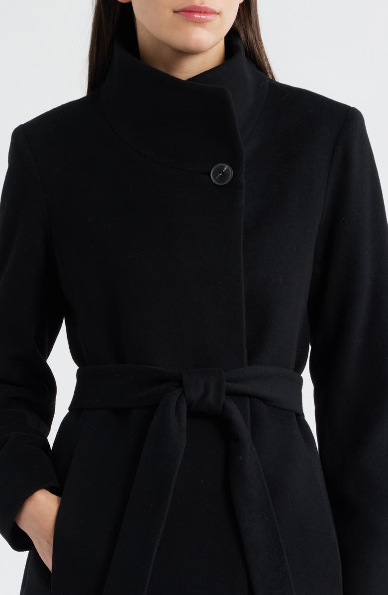 Fleurette Tatiana Belted Wool Coat, Alternate, color, Black
