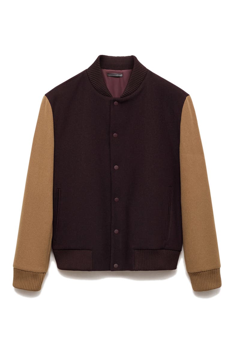 Two-Tone Varsity Jacket, Alternate, color, MAROON