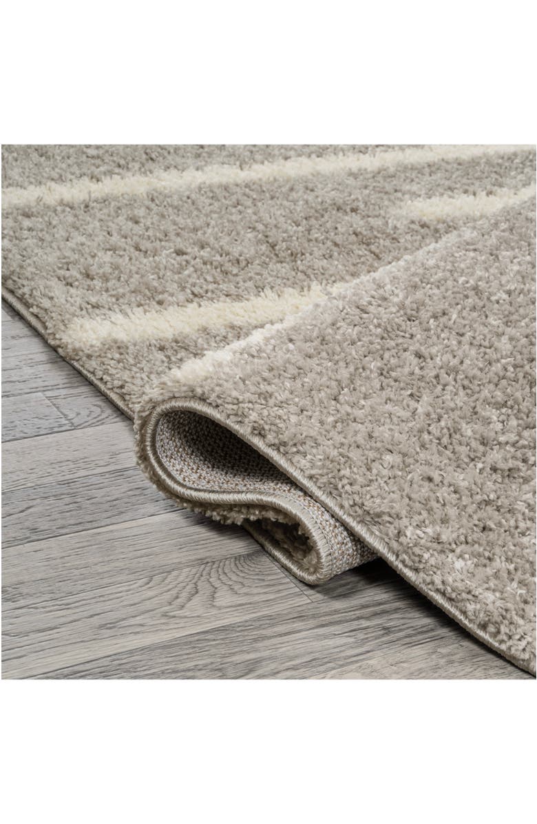 JONATHAN Y Alaro Berber Stripe Shag Area Rug, Alternate, color, Gray/Ivory