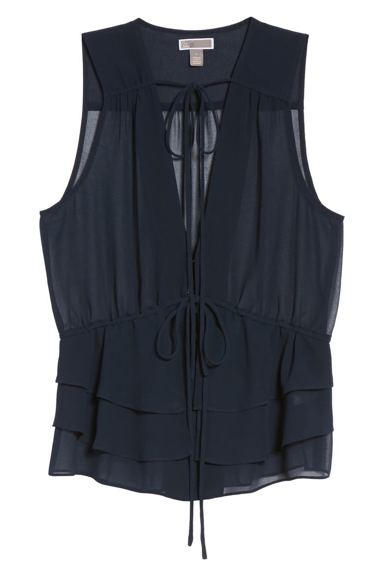 Ruffle Sheer Sleeveless Top, Alternate, color, NAVY SAPPHIRE