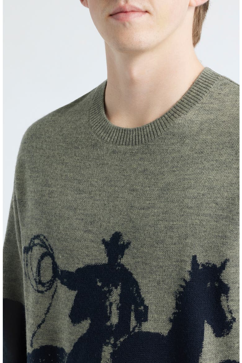 Spirit of the Plains Crewneck Sweater, Alternate, color, CHARCOAL