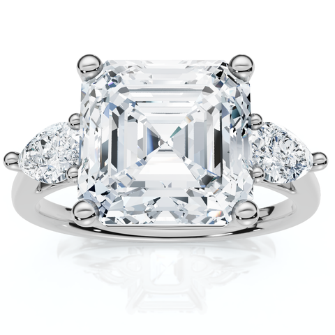 Certified Auriya 4.30ct Asscher Cut Diamond Engagement Ring 14k Gold Lab Grown