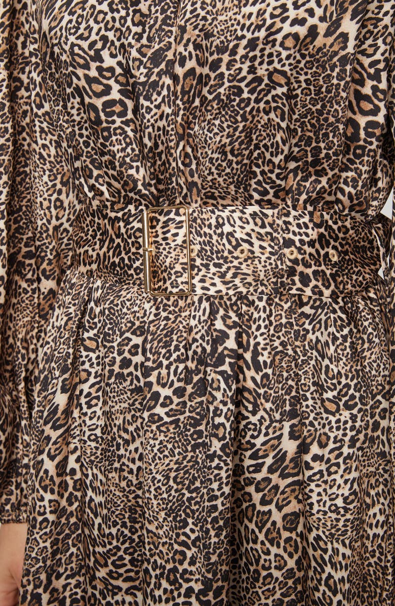 Elie Tahari The Jada Leopard Print Long Sleeve Midi Dress, Alternate, color, Mythical Leopard Print