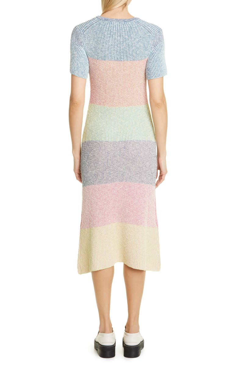 YanYan Rainbow Two Toned Tweed Cheongsam Midi Sweater Dress, Alternate, color,