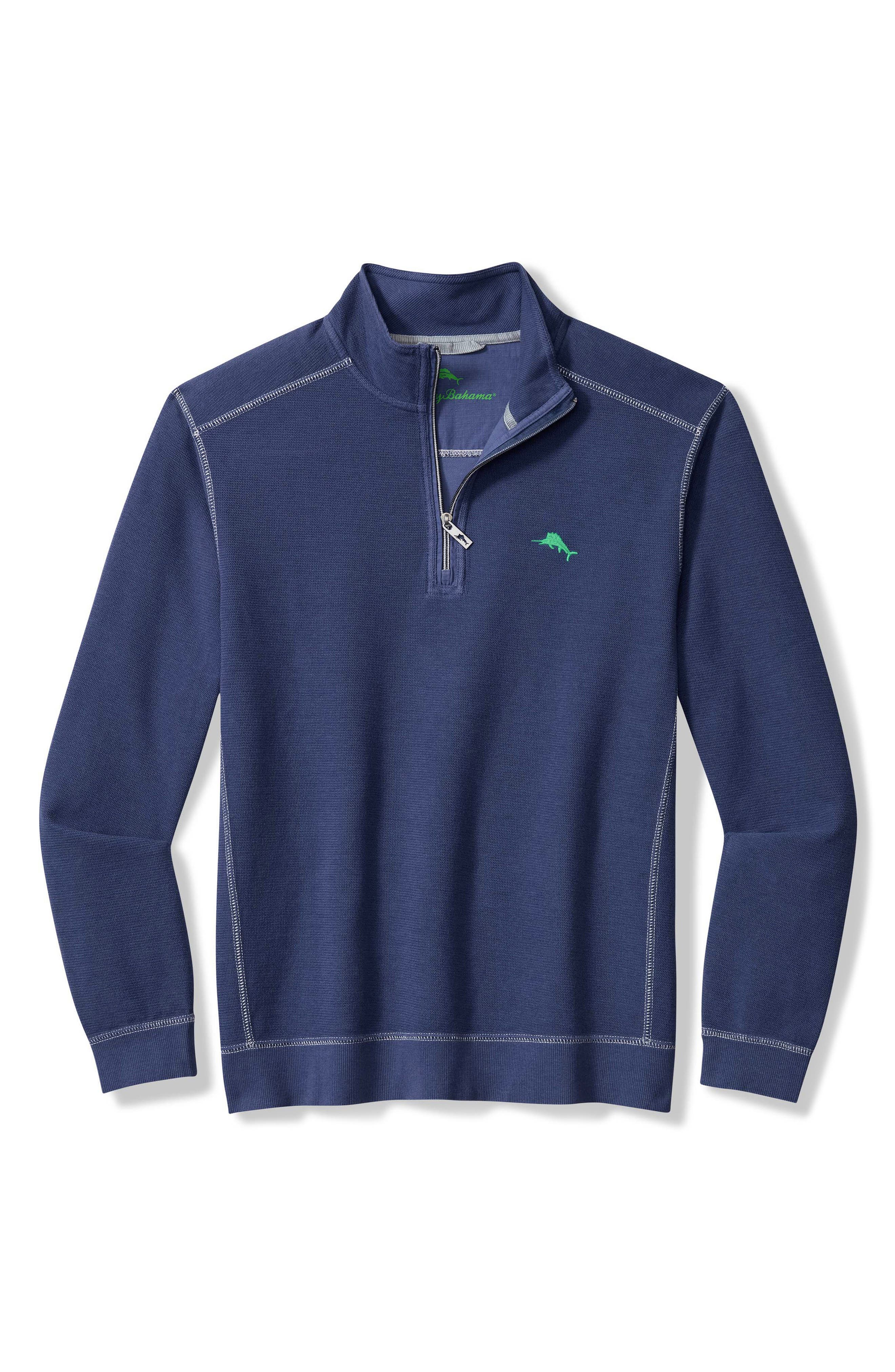 Montego Bay Textured Cotton & Lyocell Half Zip Pullover