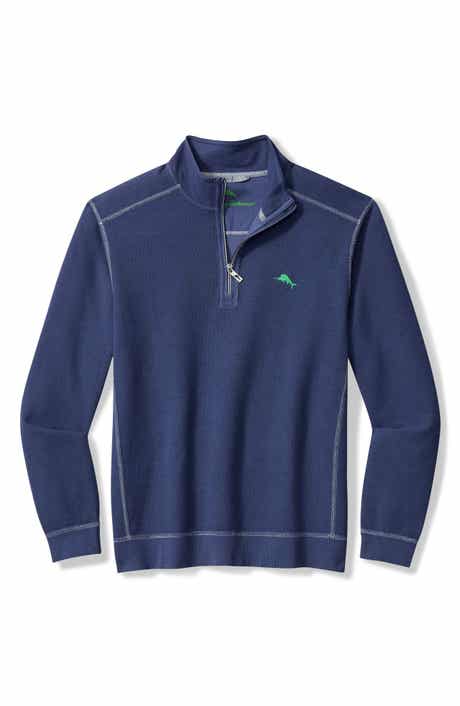Montego Bay Textured Cotton & Lyocell Half Zip Pullover