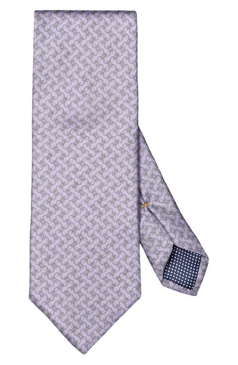 Light Purple Vine Print Silk Tie